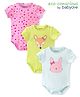 Babyoye 100% Cotton Interlock Half Sleeves Onesies With Animals Print Pack Of 3 - Pink Green & Blue