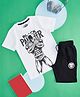 Pantaloons Junior Marvel Featuring Half Sleeves Black Panther Printed Tee & Shorts Set - White