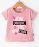 Fido Single Jersey Knit Half Sleeves Top Text Print - Pink