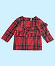 Pantaloons Baby Full Sleeves Frill Detailed Checked Top - Red