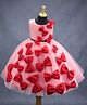 Li&Li BOUTIQUE Sleeveless Bow Applique Detailed Flared Dress - Coral & Red