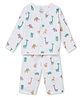 The Boo Boo Club Cotton Full Sleeves Animals Printed Coordinating Night Suit - White