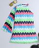 Taffykids One Shoulder Chevron Designed Flared  Net Dress - Multi Colour
