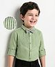 Mark & Mia Full Sleeves Solid Color Pleated Party Shirt With Bow - Green