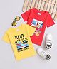 BUMZEE Pack Of 2 Half Sleeves Run & Music Gang Text Printed Tees - Red & Yellow