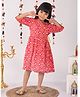 Kinder Kids Three Fourth Sleeves Ethnic Motif Printed Dress - Red