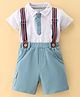 Baby Go 100% Cotton Interlock Half Sleeves T-Shirt & Shorts Solid Colour - White & Blue