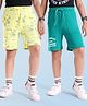 Honeyhap Premium Terry 100% Cotton Knee Length Bermuda Beach Print with Bio Finish Pack of 2 - Charlock Yellow & Cadmium Green