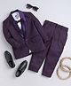 Jeet Ethnics Full Sleeves Solid 5 Piece Shirt & Pant Set - Wine Purple