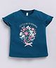 giniekids Cotton Jersey Half Sleeves Floral Printed Top - Blue