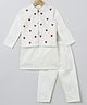 BYB PREMIUM WHITE AND RED BOYS HEART OR LOVE SHAPE BEADED EMBROIDERY PURE COTTON KURTA PYJAMA WITH JACKET- 3-6M
