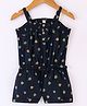 ORRIGANY Cotton Knit Sleeveless Jumpsuits With Floral Print - Navy Blue