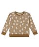 Turtledove London Organic Cotton Knit Full Sleeves Sweatshirt Bear Print - Brown