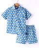 Teentaare Cotton Woven Half Sleeves Shirt & Shorts with Elephant Print - Blue