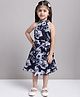 Mini & Ming Halter Neck Floral Printed Dress - Navy Blue