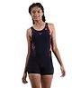 Speedo Sleeveless Racer Back  Diving Suit with Text Print - Navy Blue & Pink
