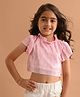 Lilpicks Couture   Flutter Sleeves Shimmer Detailed Crop Top - Light Pink