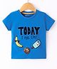 Bodycare Cotton Knit Half Sleeves T-Shirt with Text Print - Royal Blue