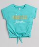 giniekids Half Sleeves Princesse Forever Text Printed Cotton Top - Mint Green