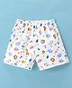Child World Cotton Interlock Shorts Animal Print - White & Blue