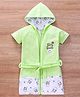 Pink Rabbit Terry Half Sleeves Hooded Bath Robe Big Smile Print - Green