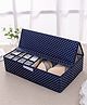 House of Quirk Innerwear Organizer 16+1 Compartment Non-Smell Non Woven Foldable Fabric Storage Box for Closet  44 x 28 x 12 cm Navy Blue Polka