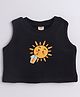 Aww Hunnie Knitted Sleeveless Sun Printed Tank Top - Black