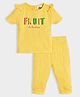 Mi Arcus 100% Cotton Half Sleeves Fruits Text Printed Tee & Pajama Set - Yellow