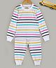 Hugsntugs Cotton Jersey Knitted Full Sleeves Striped   Coordinating Tee & Pajama Set - White