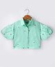 Little Kangaroos Half Sleeves Shirt Styled Top with Flower Embroidery - Pista Green