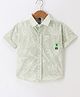 Little Kangaroos Cotton Woven Half Sleeves Shirt With Leaf Print - Pista