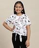Kidsville Peanuts Featuring Half Sleeves Snoopy Printed Front Tie Up Tee - White