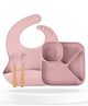 Bembika Baby Feeding Essential Baby Dinner Set Silicone Tableware Set for Baby Pack Of 4 - Rosewood