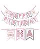 Wobbox Happy Birthday Banner, Cat Theme Decoration Items Pink -Pack Of 1