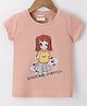 Lazy Bones Sinker Half Sleeves Skates & Doll Printed T-Shirt - Peach
