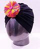 Tipy Tipy Tap Holi Theme Pom Pom Applique Detailed Turban Cap - Black
