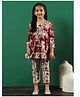 READIPRINT Three Fourth Sleeves Abstract  Floral  Printed Cotton Kurta With Pant - Multi Colour