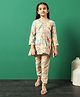 READIPRINT Cotton Three Fourth Sleeves Floral Printed Kurta & Pant - Multi Colour