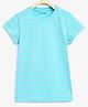 Campana 100% Cotton Half Sleeves Striped Tee - Turquoise & Grey Melange