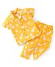Babyhug Cotton Knit Single Jersey Half Sleeves Night Suit With Pineapple Print - Yellow