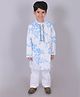 Lil' Drama Full Sleeves Floral Printed & Mirror Work Embroidered Kurta With Pant - Blue