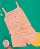 Pantaloons Junior Cotton Sleeveless Solid Top With Coordinating Shorts Set - Peach