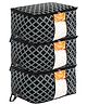 Kuber Industries Non-Woven Check Print Jumbo Underbed Storage BagClothes Organizer For Clothes, Quilts, Blankets With Handle Pack of 3,Black,