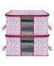 Kuber Industries Underbed Storage BagNon-Woven Carry Print Blanket CoverRazai CoverDuvet Cover Transparent Window & HandleLargePack of 2,Maroon,