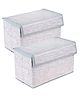 Kuber Industries Drawer Storage Box  Clothes Drawer Organizer with Handle  Transparent Lid with Velcro  Wardrobe Organizer for Books  Jute Printed Dhakkan Storage Box  Small  Pack of 2  Gray