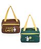 Kuber Industries Pack of 2 Lunch Bag  Insulated Lunch Bag  Lunch Bag for Office  Lunch Bag for Camping with Front Pocket  Waterproof Tiffin Cover with Handle  Summer Rabbit  Brown & Green