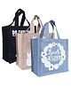 Kuber Industries Lunch BagReusable Jute Fabric Tote BagDurable & Attractive Print Tiffin Carry Hand bag with Handle For office,School,Gift,Pack of 3,Multicolor,