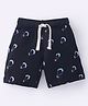 Lazy Bones Cotton Knit Knee Length Shorts  Para Gliding Theme Print -  Navy Blue