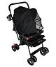 Babykins Baby Stroller/Pram for 0 to 3 Years, New Born/Toddler/Kid | 5 Point Safety Harness, Adjustable Footrest, Swivel Wheels with Brake, Large Storage Basket | Matte Black