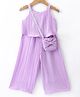 Little Kangaroos Sleeveless Jumpsuit with Sling Bag - Purple
